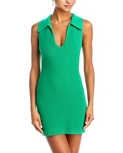 Aqua Plunge Neck Ribbed Mini Dress - 100% Exclusive In Kelly Green