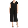 Aqua Plus Womens V-neck Solid Jumpsuit In Black