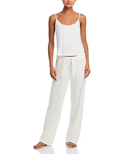 Aqua Pointelle Camisole & Long Pajama Set - 100% Exclusive In White