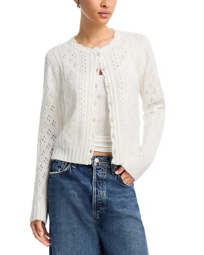 Aqua Pointelle Cardigan Sweater - Exclusive In White