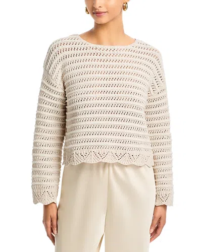 Aqua Pointelle Crewneck Sweater - Exclusive In White