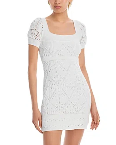 Aqua Pointelle Knit Mini Dress - 100% Exclusive In White