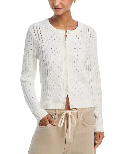 Aqua Pointelle Pearl Cardigan - Exclusive In White