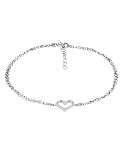 Aqua Polished Heart Ankle Bracelet In Metallic