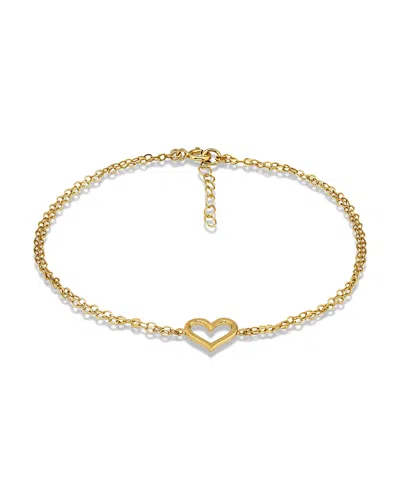 Aqua Polished Heart Ankle Bracelet In Gold