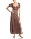 Aqua Polka Dot Lace Trim Dress - Exclusive In Brown