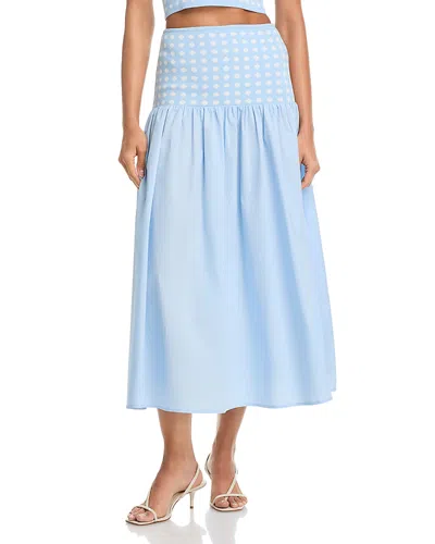 Aqua Polka Dot Midi Skirt - Exclusive In Blue