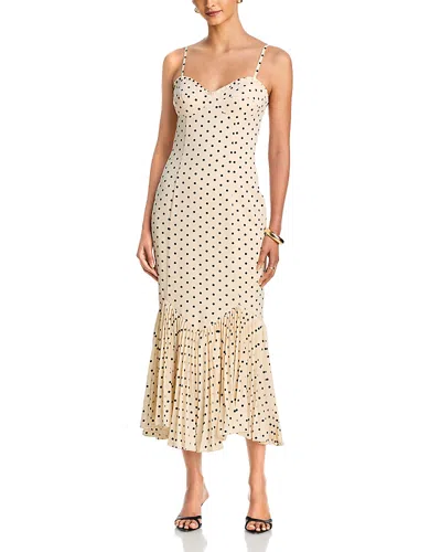 Aqua Polka Dot Pleated Hem Midi Dress - Exclusive In Multi