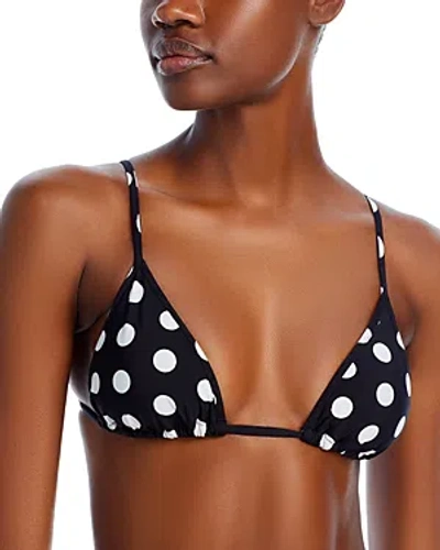 Aqua Polka Dot Triangle Bikini Top - 100% Exclusive In Black