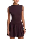 Aqua Ponte Mock Neck Bubble Mini Dress - Exclusive In Purple