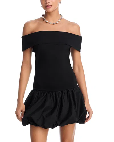Aqua Ponte Off-the-shoulder Bubble Hem Mini Dress - Exclusive In Multi