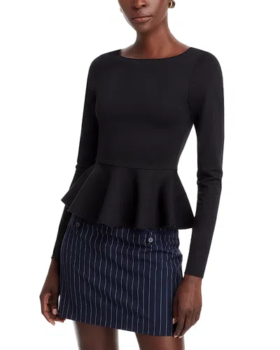 Aqua Ponte Peplum Top - Exclusive In Black