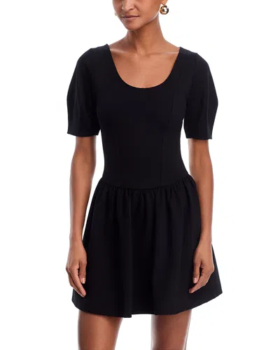 Aqua Ponte Scoop Neck Mini Dress - Exclusive In Black