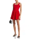 Aqua Ponte Square Neck Mini Dress - Exclusive In Red