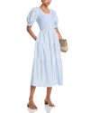 Aqua Poplin Jersey Midi Dress - Exclusive In Blue