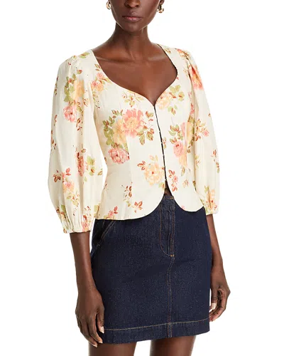 Aqua Poplin Sweetheart Top - Exclusive In White/yellow