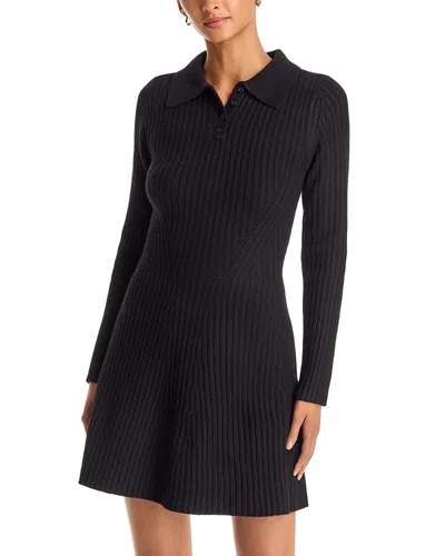 Aqua Poppaea Ribbed Mini Sweater Dress - Exclusive In Black