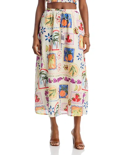 Aqua Postcard Midi Skirt - Exclusive In Multi