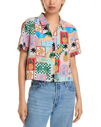 Aqua Postcard Short Sleeve Shirt - Exclusive In Multi