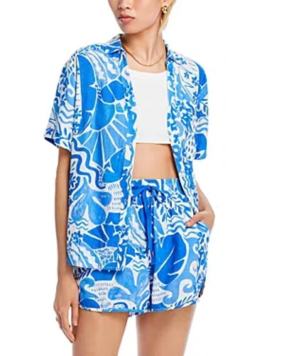 Aqua Printed Button Front Shirt - 100% Exclusive In Blue/white