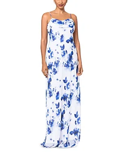 Aqua Printed Chiffon Dress - 100% Exclusive In White/blue