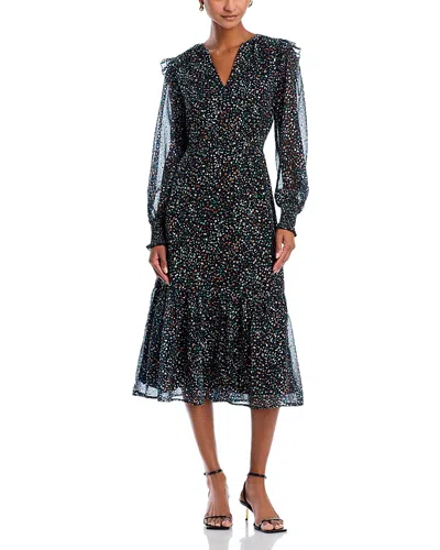 Aqua Printed Chiffon Dress In Black Multi
