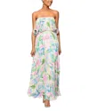 Aqua Printed Pleated Strapless Dress - Exclusive In Multi