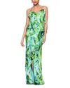 Aqua Printed Ruffle Chiffon Maxi Dress - Exclusive In  Green