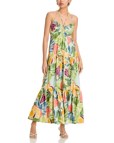 Aqua Printed Tiered Maxi Dress - Exclusive In Orange Multi
