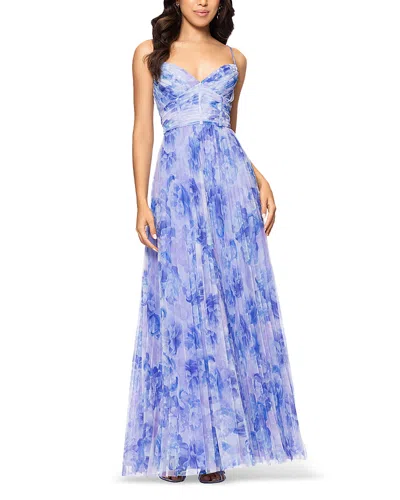 Aqua Printed Tulle Dress - Exclusive In Blue Multi