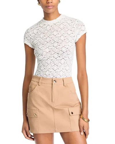 Aqua Puckered Lace Top - Exclusive In White