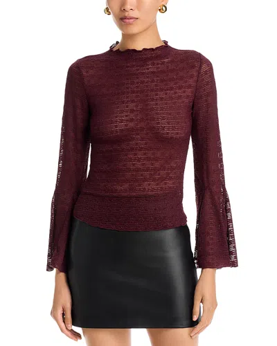 Aqua Puckered Lace Top - Exclusive In Burgundy