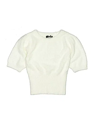 Aqua Kids' Pullover Sweater In White