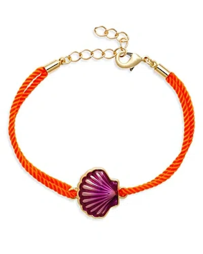 Aqua Purple Shell & Orange Cord Flex Bracelet In 14k Gold Plated - 100% Exclusive