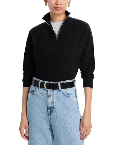 Aqua Quarter Zip Cashmere Sweater - Exclusive In Black