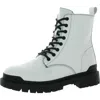 Aqua Quinn Womens Outdoors Ankle Combat & Lace-up Boots In White