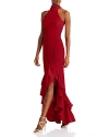 Aqua Racerback Ruffle Hem Gown - 100% Exclusive In Red