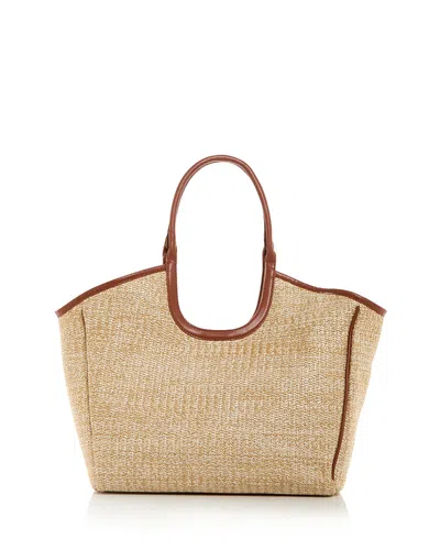 Aqua Raffia Tote In Brown