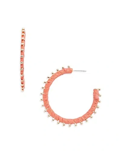 Aqua Raffia Wrapped Hoop Earrings, 2 Diameter - 100% Exclusive In Pink/gold