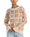 Aqua Rainbow Crocheted Patchwork Sweater In Multi