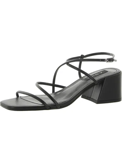 Aqua Raya Womens Faux Leather Ankle Strap Strappy Sandals In Black