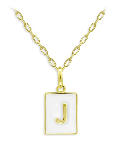 Aqua Rectangle Initial Pendant In 18k Gold-plated Sterling Silver, 15.5 - Exclusive In J