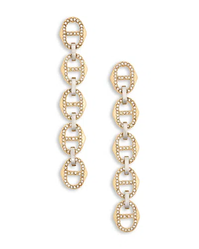 Aqua Refined Punk Linear Chain Link Earrings - Exclusive In Gold