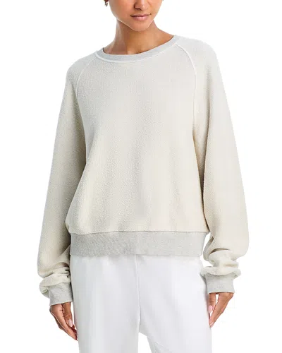 Aqua Reverse Fleece Cotton Sweatshirt - Exclusive In White