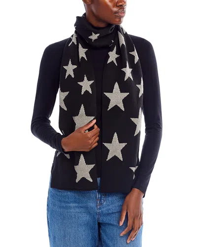 Aqua Reversible Knit Star Scarf - Exclusive In Black/silver