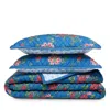 Aqua Reversible Printed Cotton Quilt Set, King - Exclusive In Blue