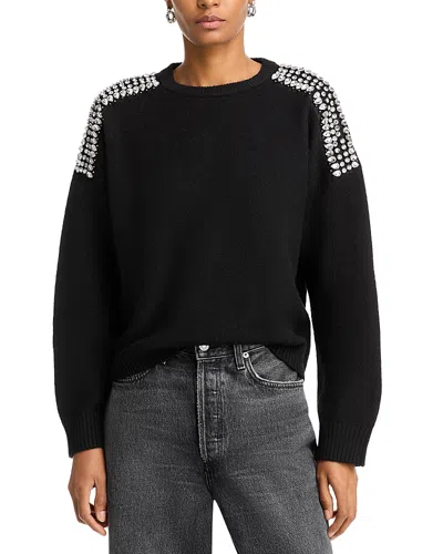 Aqua Rhinestone Embellished Sweatshirt In Black