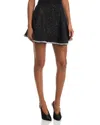 Aqua Rhinestone Tweed Flippy Mini Skirt - Exclusive In Black