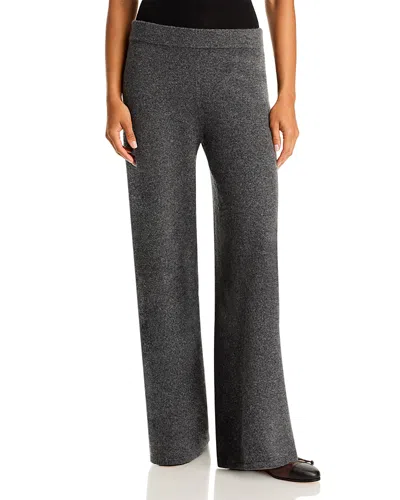 Aqua Rib Knit Wide Leg Pants - Exclusive In Gray