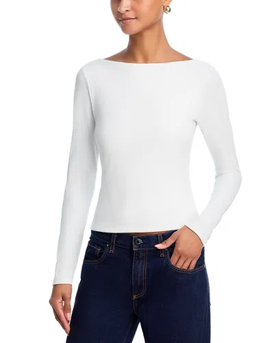 Aqua Rib Scoop Back Tee - Exclusive In White